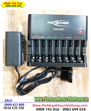 Ansmann Powerline 8 _Máy sạc 8 Pin (Sạc Nhanh, với 8 Khe sạc 1,2,3,4,5,6,7,8 viên pin AA và AAA dòng NiMh)